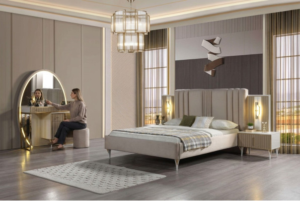 Bett mit Nachttischen Schlafzimmer Set 3-teilig modern