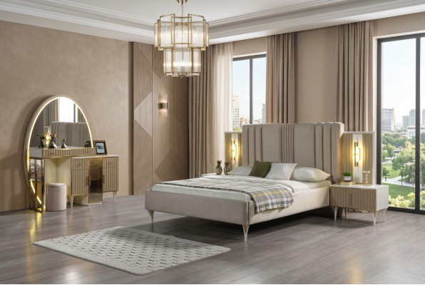 Bett mit Nachttischen Schlafzimmer Set 3-teilig modern