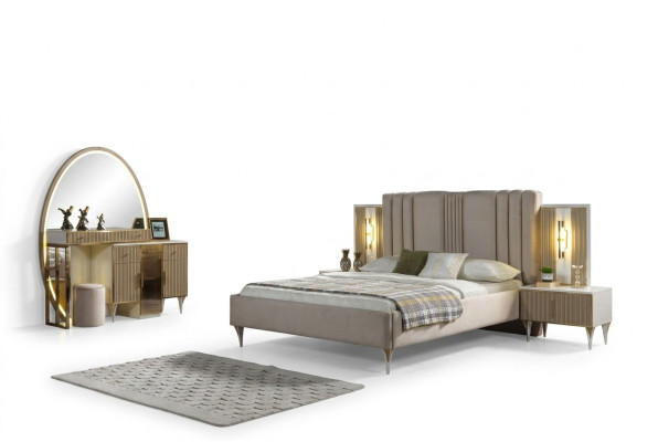Bett mit Nachttischen Schlafzimmer Set 3-teilig modern