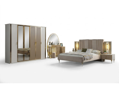 Bett mit Nachttischen Schlafzimmer Set 6-teilig modern