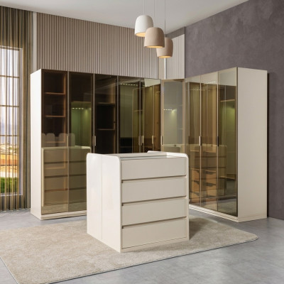 Begehbarer Kleiderschrank Eckschrank Module mit Insel modern Schlafzimmer