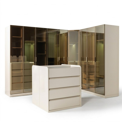 Begehbarer Kleiderschrank Eckschrank Module mit Insel modern Schlafzimmer