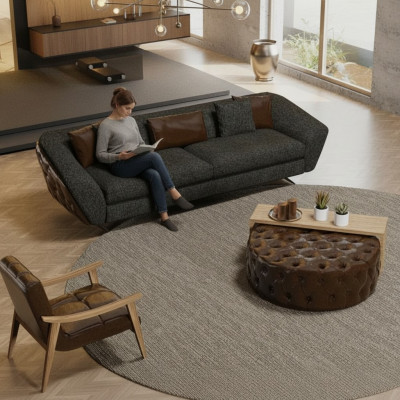 Wohnzimmerset Sofa, Sessel und Couchtisch in modernem Design