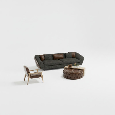 Wohnzimmerset Sofa, Sessel und Couchtisch in modernem Design