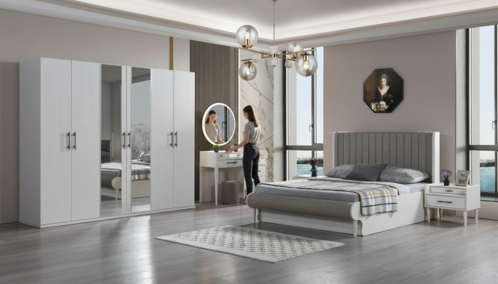 Komplettschlafzimmer 6-teilig Bett Schrank Nachttische modern