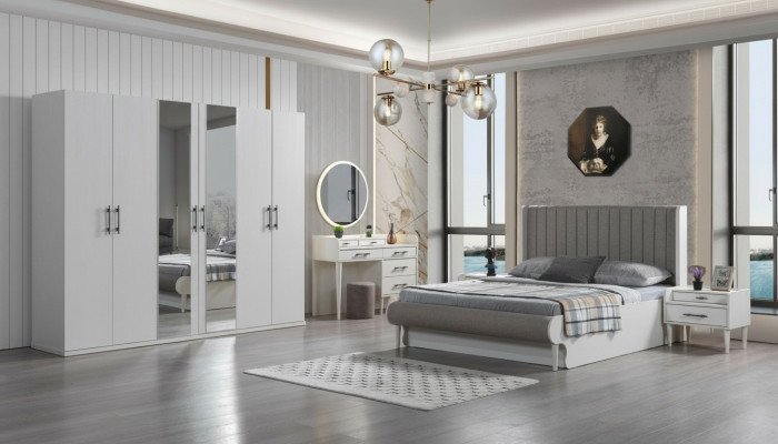 Komplettschlafzimmer 6-teilig Bett Schrank Nachttische modern