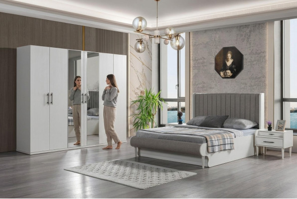 Komplettschlafzimmer 4-teilig Bett Schrank Nachttische modern