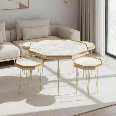 Couchtisch Set 5 tlg Design Holz Beistelltisch Wohnzimmer