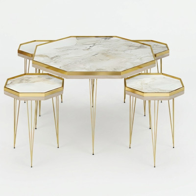 Couchtisch Set 5 tlg Design Holz Beistelltisch Wohnzimmer