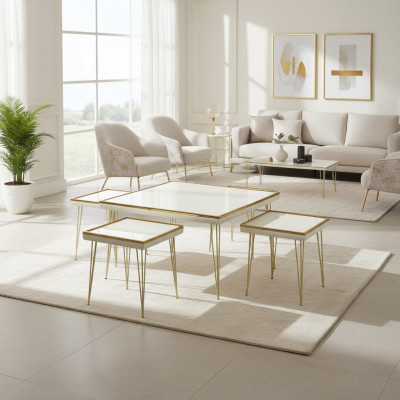 Couchtisch Set 5-teilig Wohnzimmer Beistelltisch modern Holz
