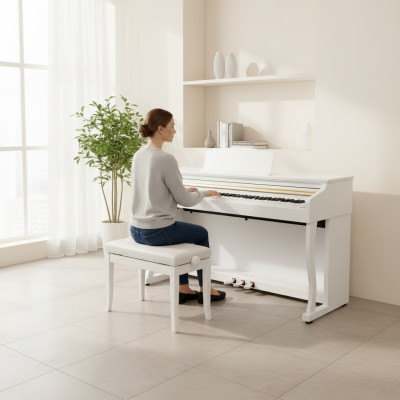Weißes Piano Digitalpiano Stage Klavier Hochglanz Heimklavier