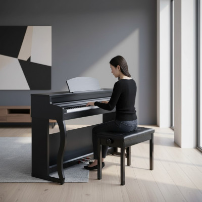 Schwarzes Piano Digitalpiano Stage Klavier Hochglanz Heimklavier