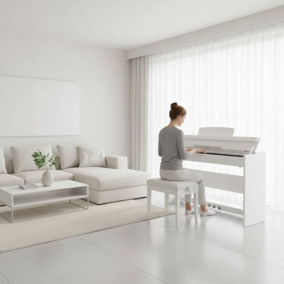 Digitales Klavier Piano Heimklavier Digital Keyboard 137cm Weiß