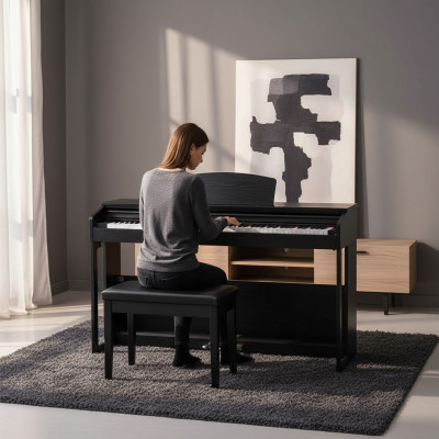 Digitales Klavier Piano Heimklavier Digital Keyboard 138cm Schwarz