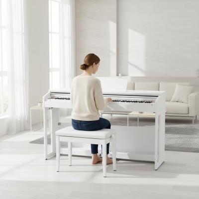 Digitales Klavier Piano Heimklavier Digital Keyboard 138cm Weiß