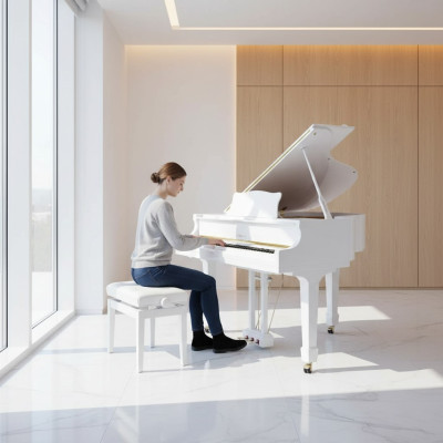Weißes Klavier Flügel  Digitalpiano Flügelklavier Hochglanz Piano