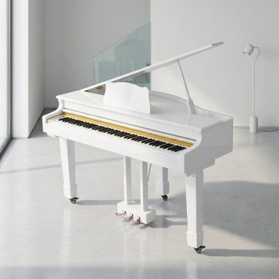 Weißes Klavier Flügel  Digitalpiano Flügelklavier Hochglanz Piano