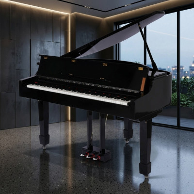 Schwarzes Klavier Flügel  Digitalpiano Flügelklavier Hochglanz Piano