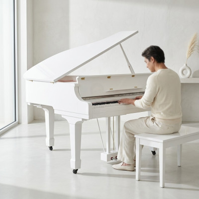 Weißer Flügel Klavier Digitalpiano Flügelklavier Hochglanz Piano