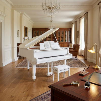 Weißer Flügel Klavier Digitalpiano Flügelklavier Hochglanz Piano
