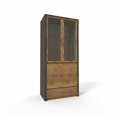 Vitrinenschrank Küchenbuffet Anrichte Vitrine Schublade Glas-Regale