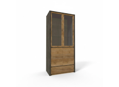 Vitrinenschrank Küchenbuffet Anrichte Vitrine Schublade Glas-Regale