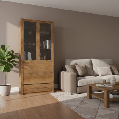 Buffet Vitrinenschrank Vitrine Küchenanrichte Schrank Glasfront Schublade