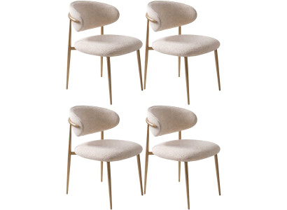 4x Stuhl Stil modern Farbe beige Wohnzimmer gemütlich Stoff Metall neu