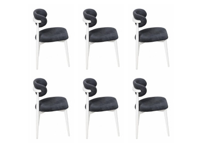 6x Stühle Stil modern Farbe schwarz weiß weich bequem Esszimmer Stoff