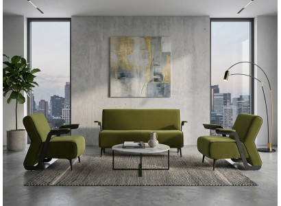 2-Sitzer-Sofa Sessel modern olivgrün elegant Leder minimalistisch