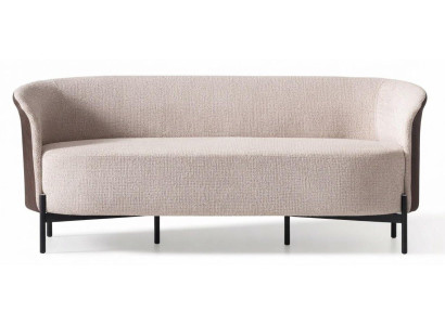 2-Sitzer Sofa Beige Modern Polstersofa Schwarz Metallgestell Elegant
