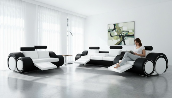 LEDERSOFA 321 SOFAGARNITUR SITZER RELAX POLSTERGARNITUR COUCH COUCHGARNITUR