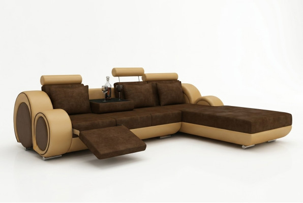 Ecksofa Sofa Couch Polster Wohnlandschaft Leder Eck Sofas Garnitur Neu Madrid II