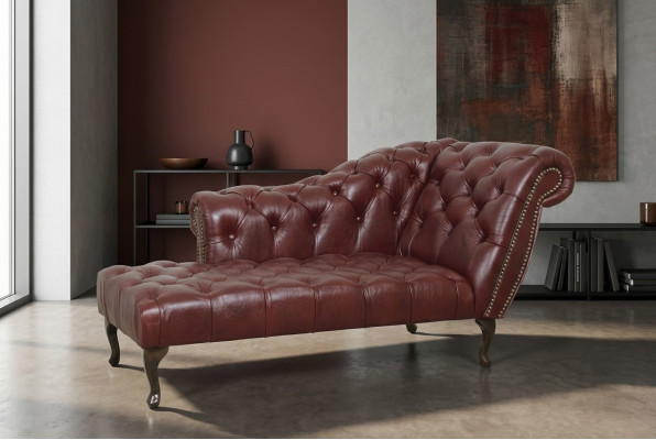 Chesterfield Liege Chaiselongues Couch Sofa Ledersofa Textil mit Kristallen NEU
