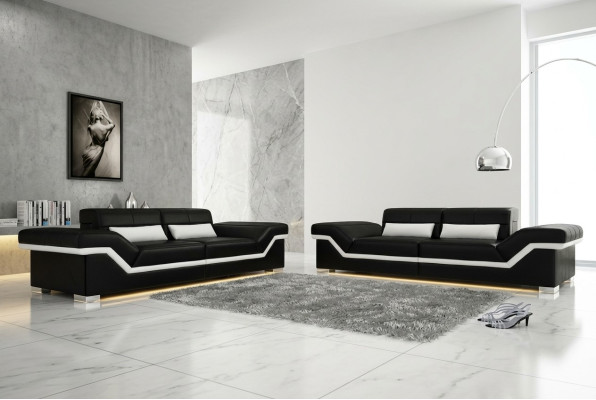 LEDERSOFA BIG SOFA 3+3 DESIGN SOFA POLSTER LEDER GARNITUR COUCH SOFAGARITUR NEU