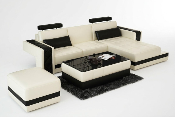 Ledersofa Couch Wohnlandschaft Ecksofa Eck Dekor Garnitur Design Modern