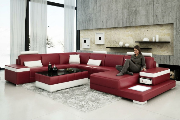 Ledersofa Couch Wohnlandschaft Ecksofa Eck Garnitur Design Modern Neu Sofa L6013