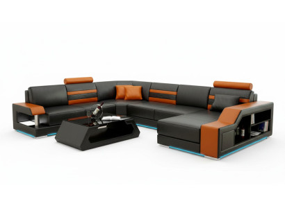 Ledersofa Couch Wohnlandschaft Ecksofa Eck Garnitur Design Modern Neu Sofa L6016