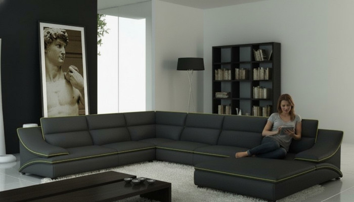 Ecksofa Pohovka z koženky Čalouněný obývací kout Sedací souprava U tvar EltmannG