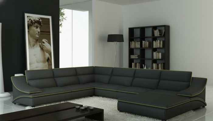 Ecksofa Pohovka z koženky Čalouněný obývací kout Sedací souprava U tvar EltmannG