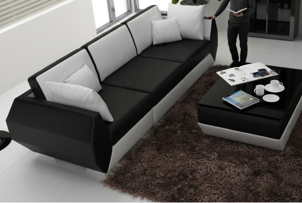 Ledersofa Couch Wohnlandschaft 3+3 Sitzer Garnitur Design Modern