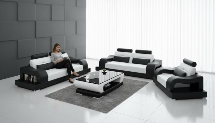 Ledersofa Couch Sofagarnitur Wohnlandschaft 3+2+1 Sitzer Garnitur Design Modern G8005D