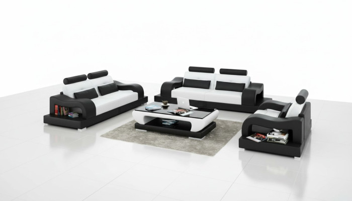 Ledersofa Couch Sofagarnitur Wohnlandschaft 3+2+1 Sitzer Garnitur Design Modern G8005D