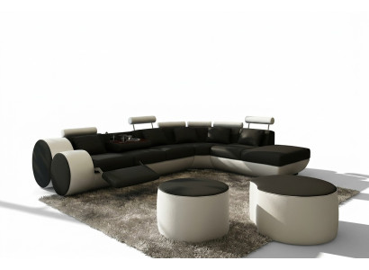 Ecksofa Sofa Couch Polster Wohnlandschaft Leder Eck Sofas Garnitur sofas Madrid