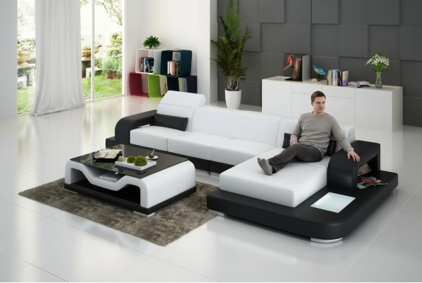 Ledersofa Couch Wohnlandschaft Ecksofa Eck Garnitur Design Modern Sofa