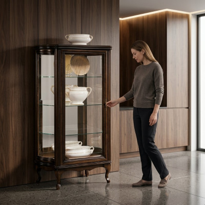 Klassische Vitrine Schrank Italienische Möbel Vitrinenschrank Vitrinen Neu WW3-4