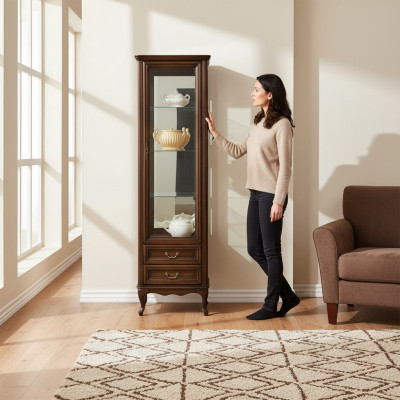 Klassische Vitrine Schrank Italienische Möbel Vitrinenschrank Vitrinen Neu W-1/2