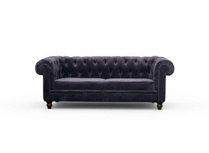 Elegantní designová sedací souprava Chesterfield, čalouněná pohovka s textilní látkou a sametovým potahem.