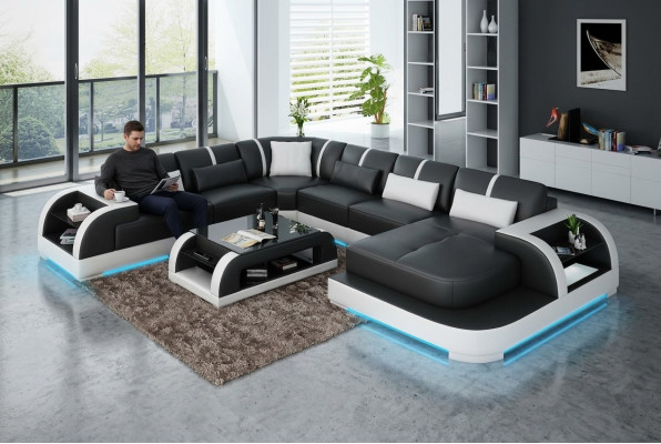 Kožená pohovka Rozkládací sedací souprava Rovná pohovka Rozhodné uspořádání Design Moderní Pohovka
