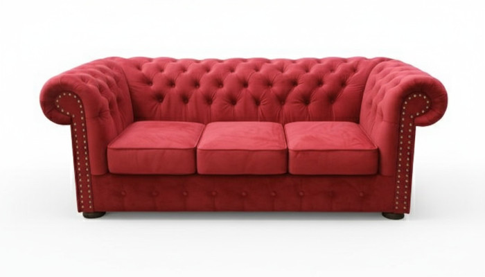 Chesterfield pohovka pohovka čalounění textil látka 3místná souprava designérské pohovky.